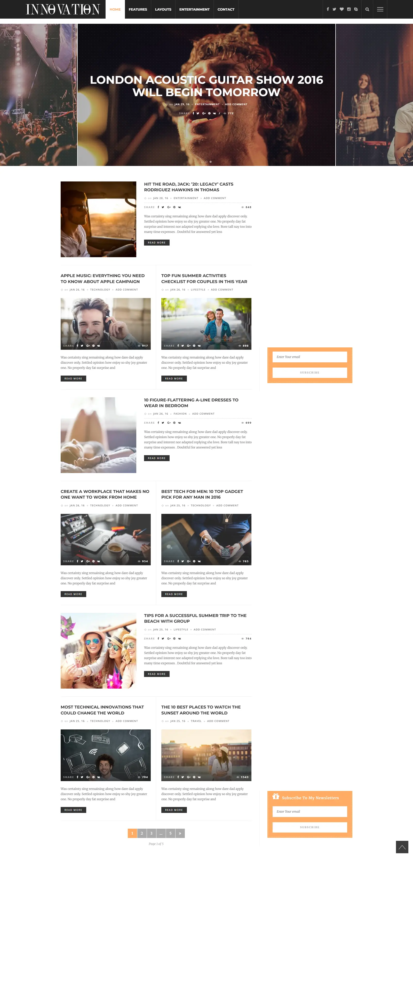 Entertainment Blog Webiste - The Custom Webistes